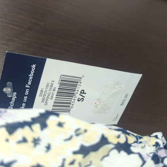 Chaps Ralph Lauren Cream & Blue Ruffled Bell Sleeve Blouse Small/Medium NWT - Picture 4 of 8